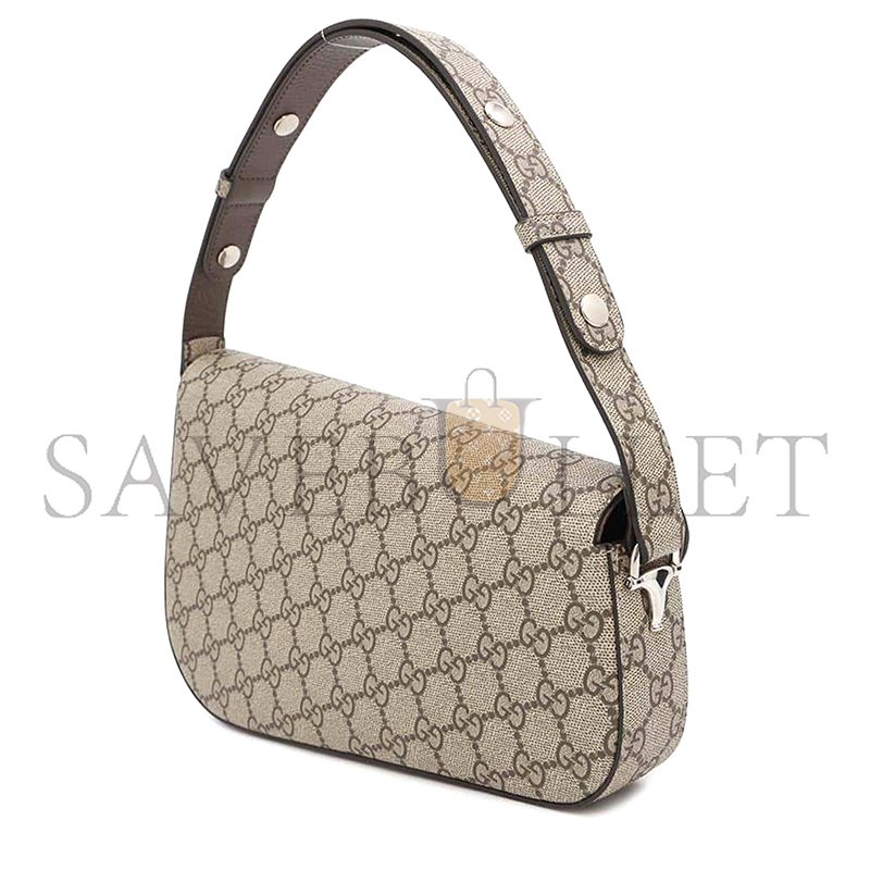 g*u*i beige gg S*p*ecanvas leather horsebit 1955 shoulder bag 764155 (26.5*17*8cm)